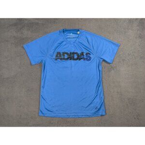 Adidas Shirt Adult Mens Large Light Blue Spell Out Short Sleeve
